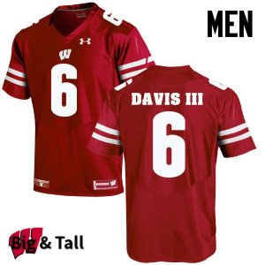 Men's Wisconsin Badgers NCAA #6 Danny Davis III Red Authentic Under Armour Big & Tall Stitched College Football Jersey IX31D26BT